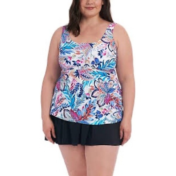 Maxine of Hollywood Other - Maxine of Hollywood Women 16W Tropical Floral Swimdress Blue One Piece 9JLFE77W